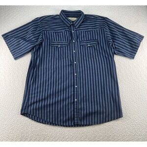 Bit And Bridle Shirt Mens‎ XLT Blue Striped Western Pearl Snap Button Down Top
